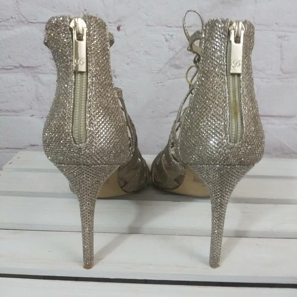 Belle Badgley Mischka Gold Shimmer Stiletto Sz 9.5 - Picture 6 of 10